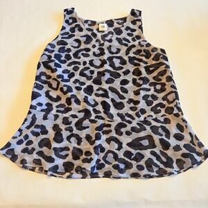 CAbi Feline Peplum Blouse Top Animal Print Purple Black Sheer Women’s Large